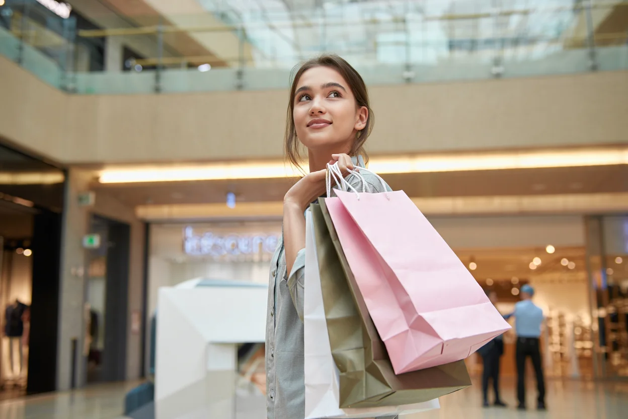 Девушка во время шоппинга